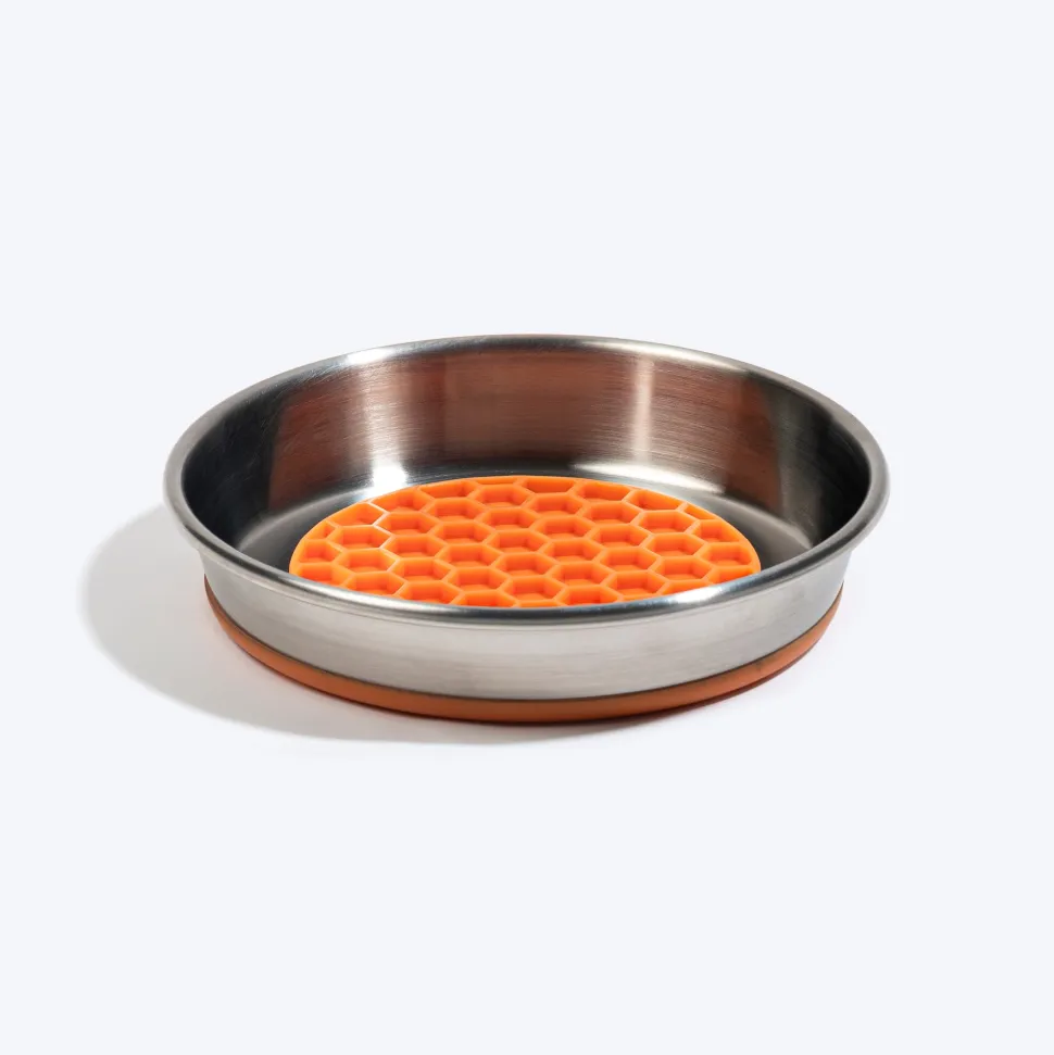 HUFT Quintessential Slow Feeder Steel Bowl For Cat - Orange