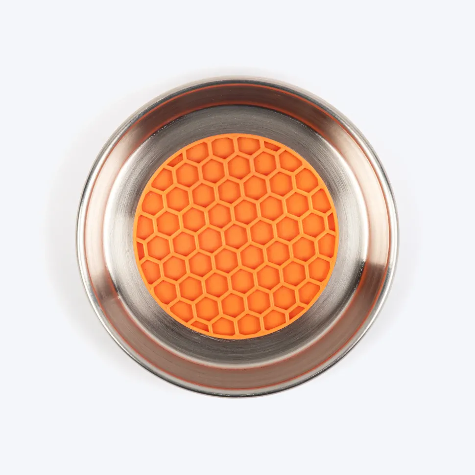 HUFT Quintessential Slow Feeder Steel Bowl For Cat - Orange