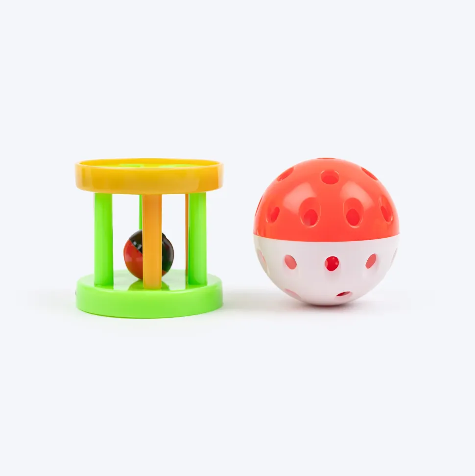 HUFT Rattle Frenzy Interactive Toy For Cat - Multicolor - Set Of 2