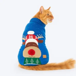 HUFT Reindeer Cheer Sweater For Cat - Blue