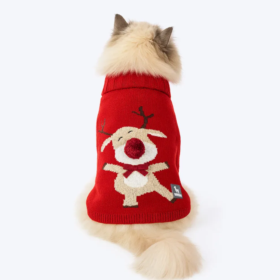 HUFT Rudolph’s Red-Nose Sweater For Cat - Red