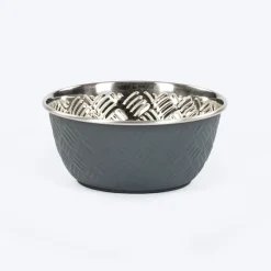HUFT Sniff N' Snack Embossed Steel Bowl For Dogs - Grey