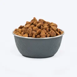 HUFT Sniff N' Snack Embossed Steel Bowl For Dogs - Grey