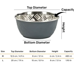 HUFT Sniff N' Snack Embossed Steel Bowl For Dogs - Grey