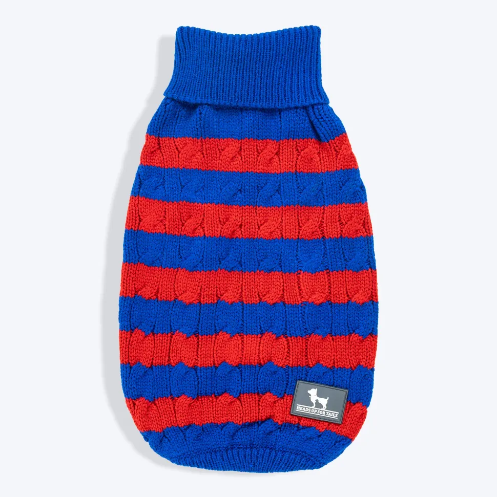 HUFT Snug Stripes Sweater For Cat - Blue & Red
