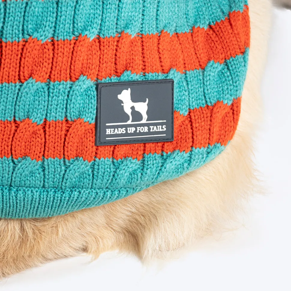 HUFT Snug Stripes Sweater For Dog - Turquoise Orange