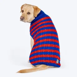 HUFT Snug Stripes Sweater For Dog - Blue & Red