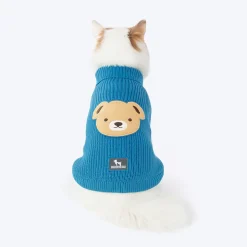 HUFT Snuggle Bear Sweater For Cat - Light Blue