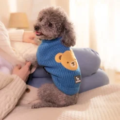 HUFT Snuggle Bear Sweater For Small Dog - Light Blue