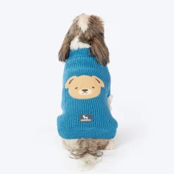 HUFT Snuggle Bear Sweater For Small Dog - Light Blue