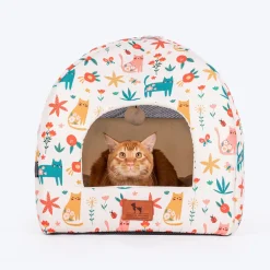 HUFT Snuggle Bloom Tent Bed For Cat - Multicolor