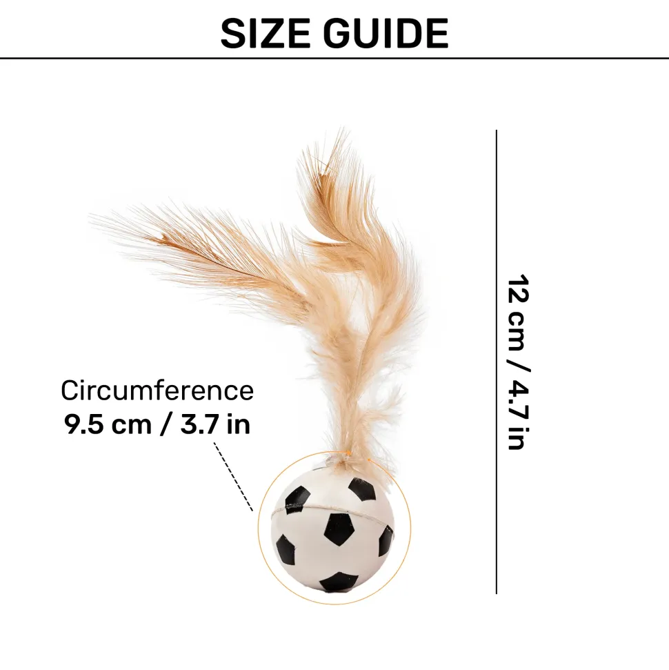HUFT Sporty Trio Feather Balls For Cat - Multicolour - Set Of 3