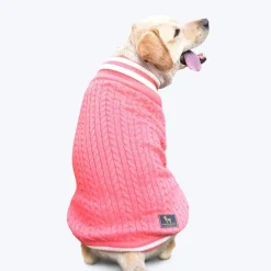 HUFT Striped Cable Knit Dog Sweater - Pink