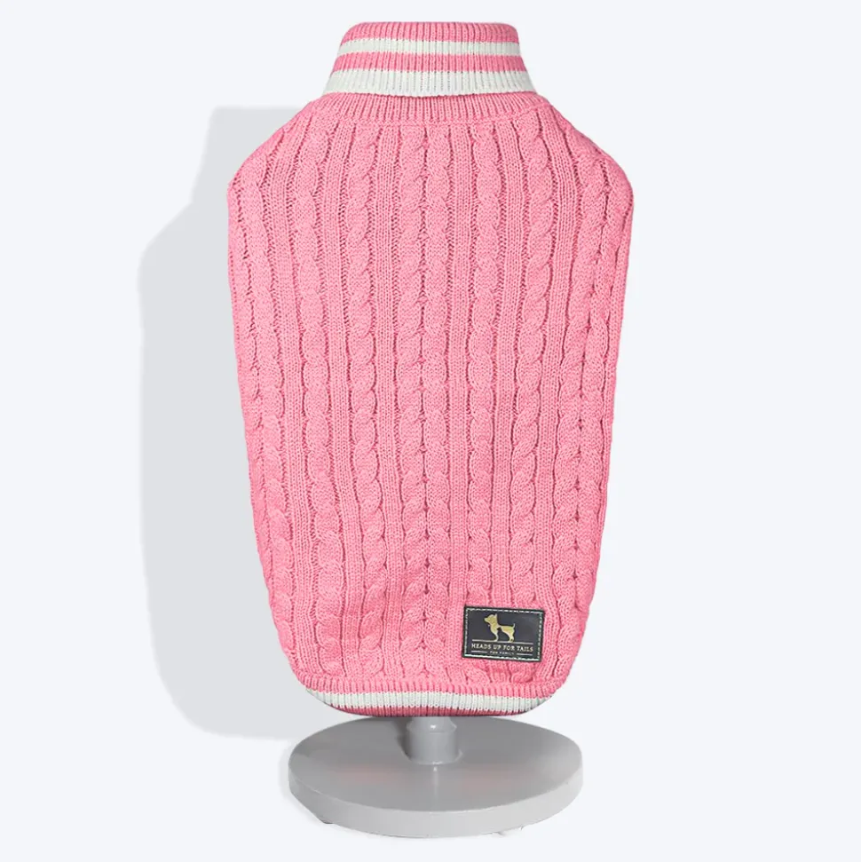 HUFT Striped Cable Knit Dog Sweater - Pink