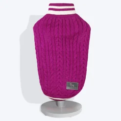 HUFT Striped Cable Knit Dog Sweater - Wine
