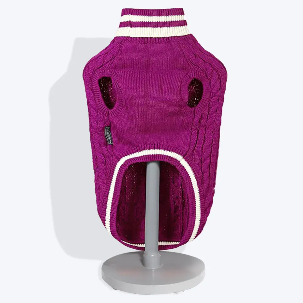 HUFT Striped Cable Knit Dog Sweater - Wine