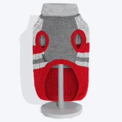 HUFT Striped Cable Knit Dog Sweater - Grey/Red