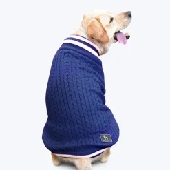 HUFT Striped Cable Knit Dog Sweater - Navy