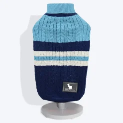 HUFT Striped Cable Knit Dog Sweater - Navy/Sky Blue