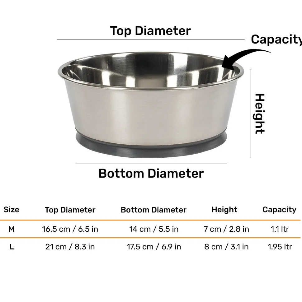 HUFT Suction Bowl For Dog - Grey