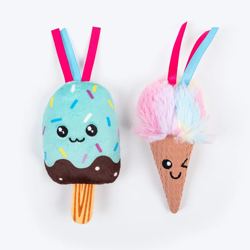 HUFT Sundae Smiles Plush Toys For Cat - Pack of 2