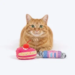 HUFT Sweeties Plush Toys With Catnip For Cat - Multicolor - Set Of 2