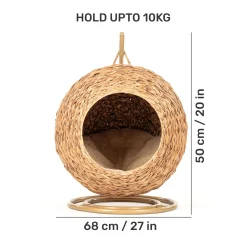 HUFT Swing And Snooze Bed With Cushion For Cat - Brown