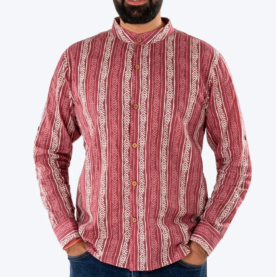 HUFT The Indian Collective Gul Human Shirt - Maroon