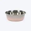 HUFT Tiny Tails Printed Steel Bowl For Puppy - Pink & Grey