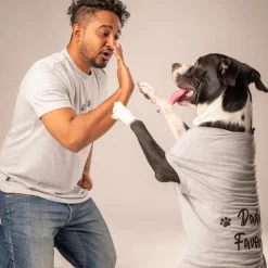 HUFT Twinning - Dog Dad T-Shirt For Humans - Grey with Black Print