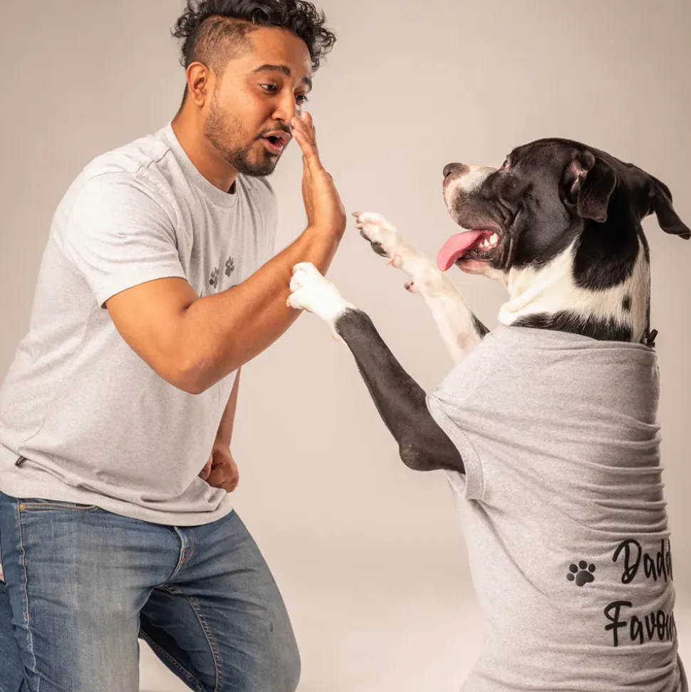 HUFT Twinning - Dog Dad T-Shirt For Humans - Grey with Black Print
