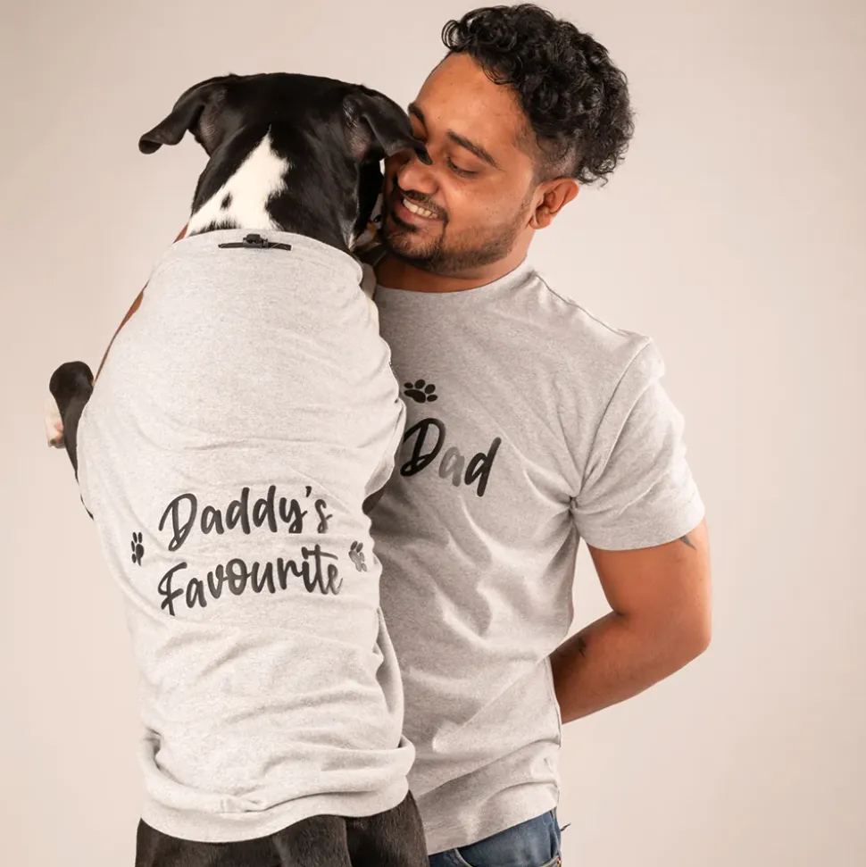 HUFT Twinning - Dog Dad T-Shirt For Humans - Grey with Black Print