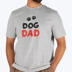 HUFT Twinning - Dog Dad T-Shirt For Humans - Grey with Black & Red Print