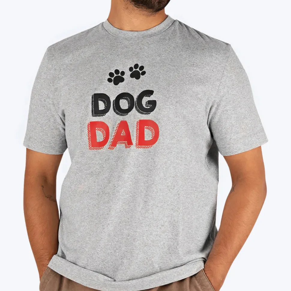 HUFT Twinning - Dog Dad T-Shirt For Humans - Grey with Black & Red Print