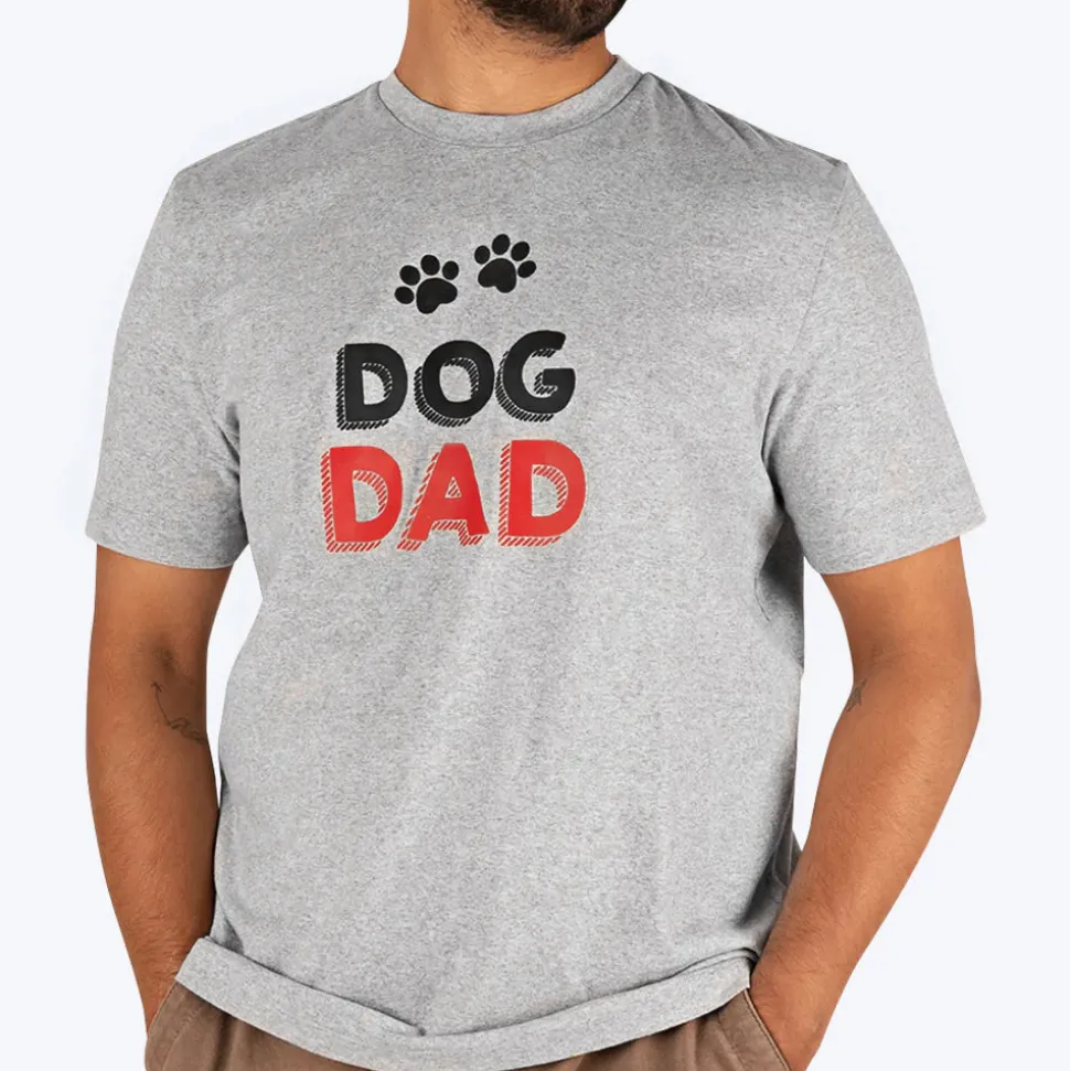 HUFT Twinning - Dog Dad T-Shirt For Humans - Grey with Black & Red Print
