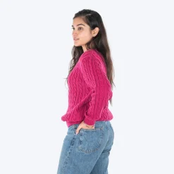 HUFT Twinning Classic Sweater For Hoomans - Orchid Flower Pink