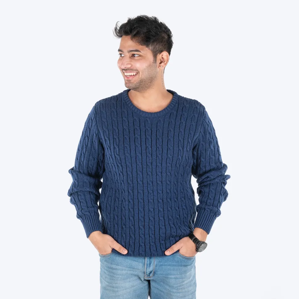 HUFT Twinning Classic Sweater For Hoomans - Lazuli Blue