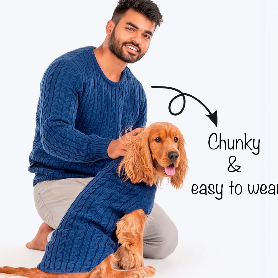 HUFT Twinning Classic Sweater For Hoomans - Lazuli Blue