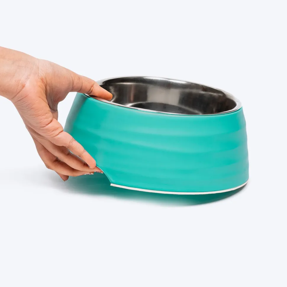 HUFT Waves Embossed Melamine Bowl For Dogs - Aqua