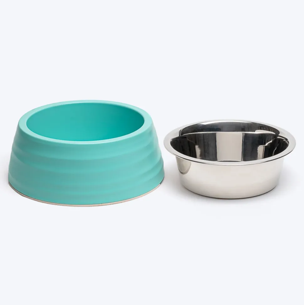HUFT Waves Embossed Melamine Bowl For Dogs - Aqua