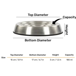HUFT Whiskerlicks Classic Steel Bowl For Cat