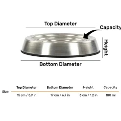 HUFT Whiskerlicks Classic Steel Bowl For Cat