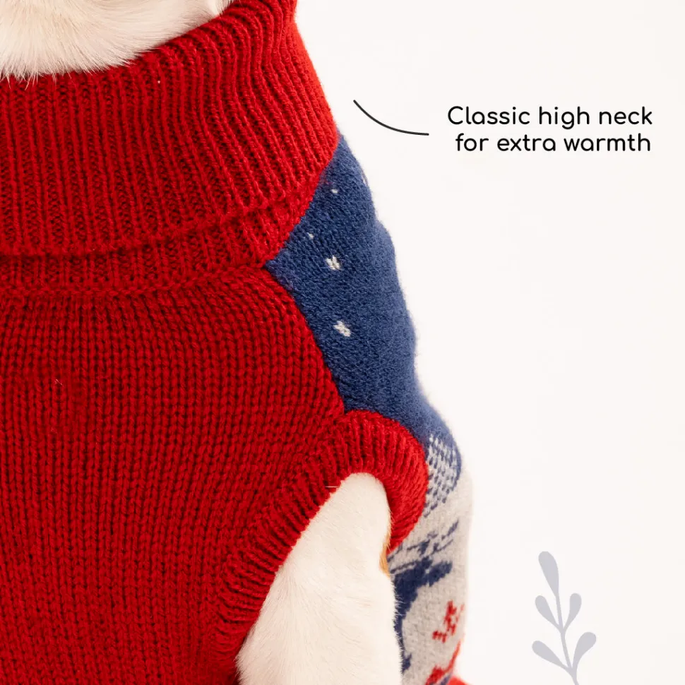 HUFT Winter Miracle Sweater For Dogs - Red & Blue