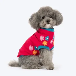HUFT Awesome Blossom Printed T-Shirt For Dog - Magenta