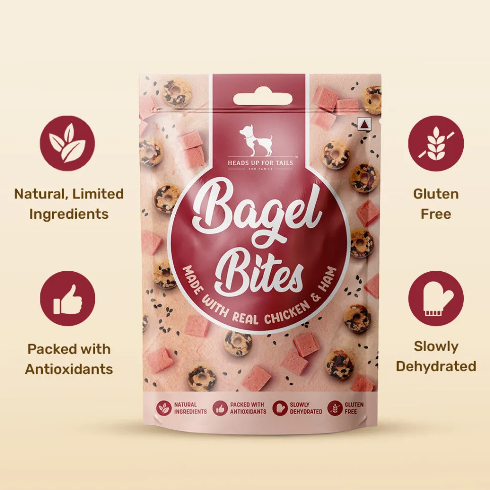 HUFT Bagel Bites Made With Real Chicken & Ham Treat For Dog - 140 gm