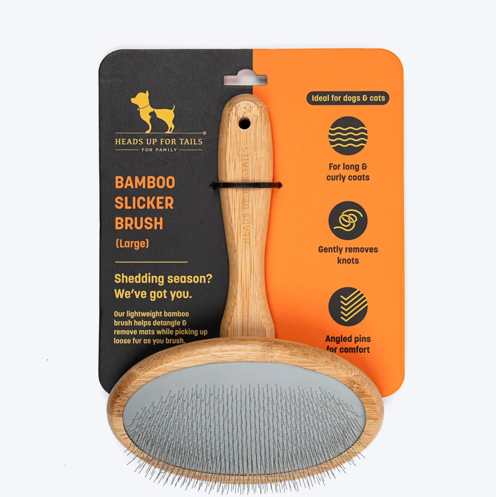 HUFT Bamboo Slicker Brush For Dog & Cat - L