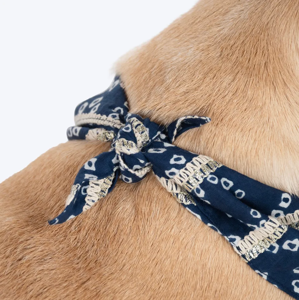 HUFT Bandhani Bandhan Knot Bandana For Dog - Indigo Blue