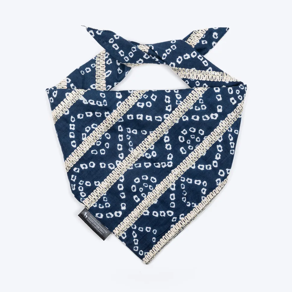 HUFT Bandhani Bandhan Knot Bandana For Dog - Indigo Blue