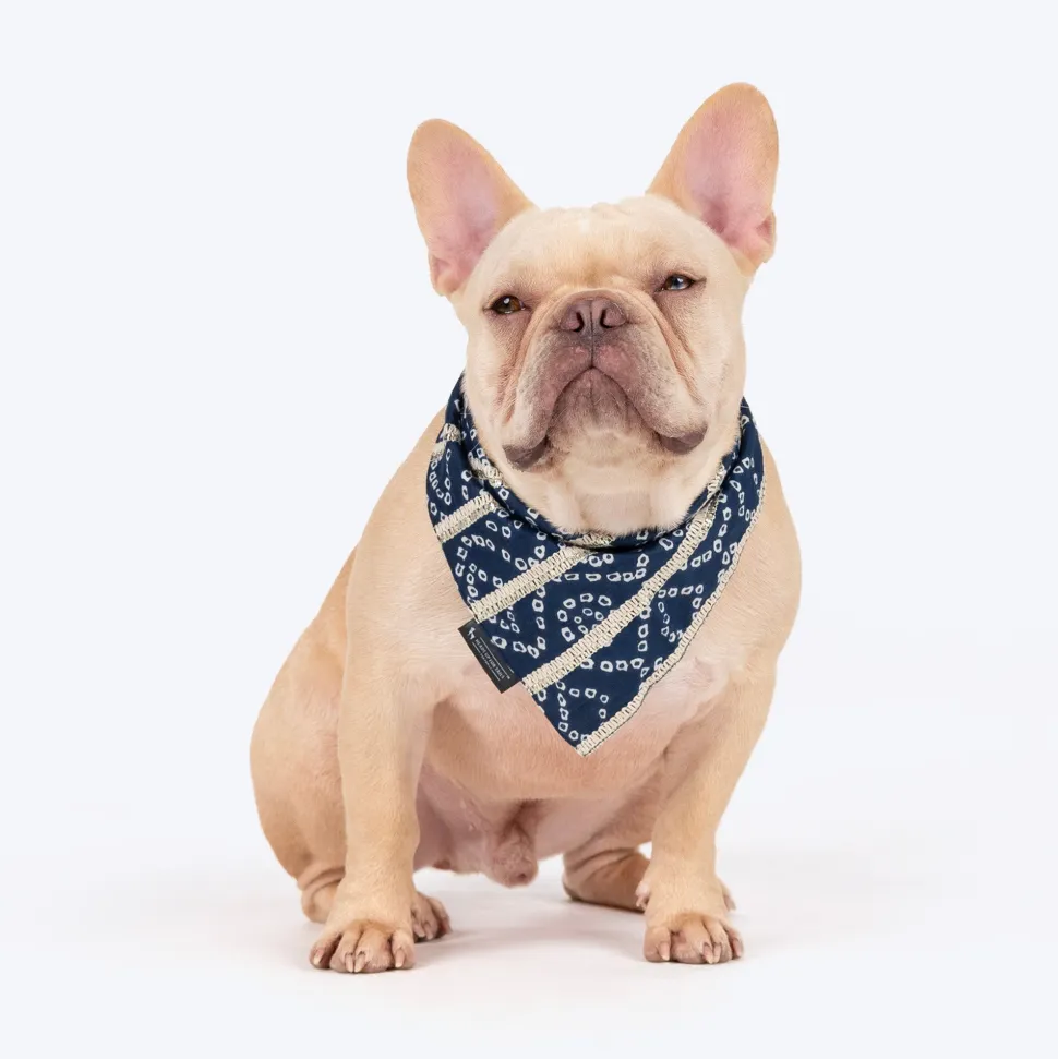 HUFT Bandhani Bandhan Knot Bandana For Dog - Indigo Blue