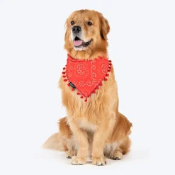 HUFT Bandhani Breeze Knot Bandana For Dog - Red